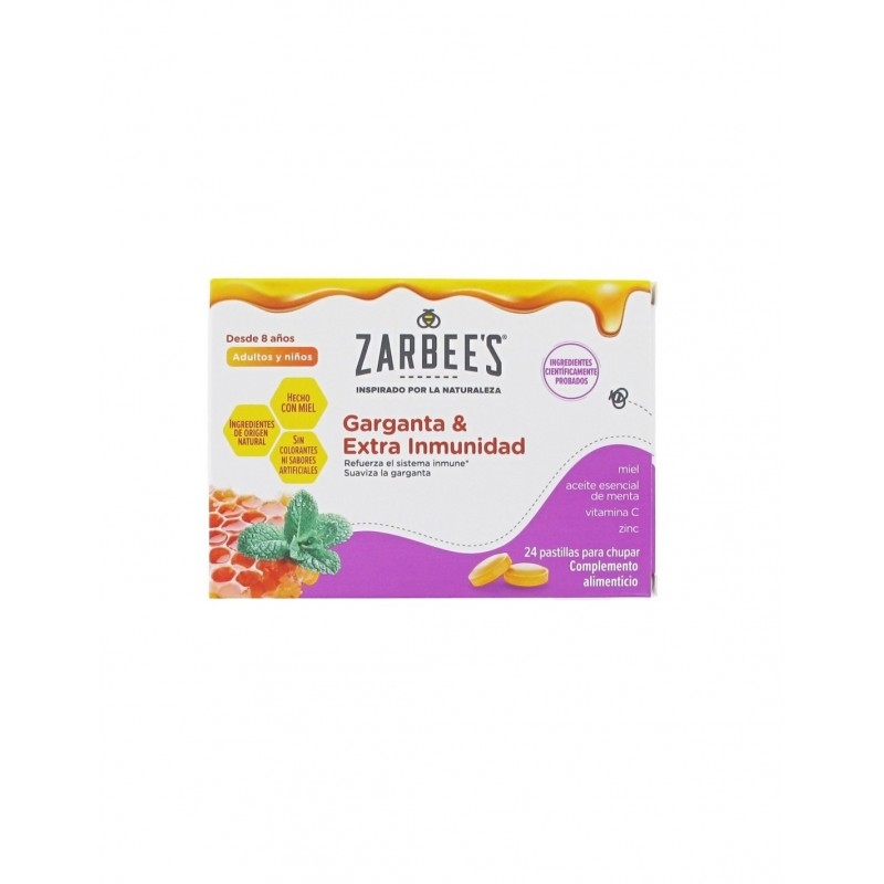 ZARBEES GARGANTA Y EXTRA INMUNIDAD 24 PASTILLAS PARA CHUPAR