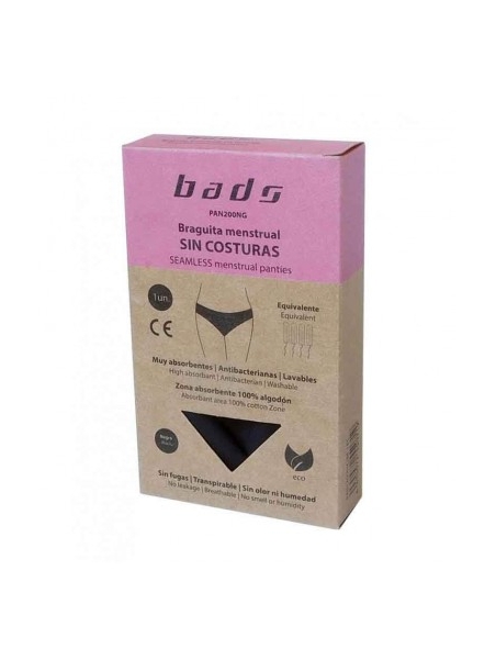 BRAGUITAS MENSTRUALES NEGRAS TALLA S SIN COSTURAS