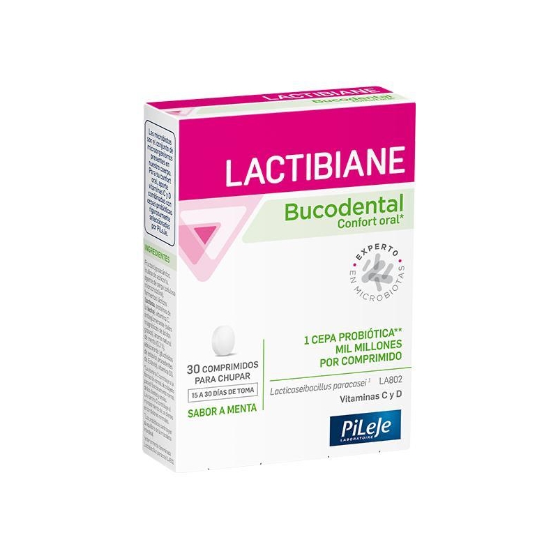 PILEJE LACTIBIANE BUCODENTAL 30 COMPRIMIDOS PARA CHUPAR SABOR MENTA