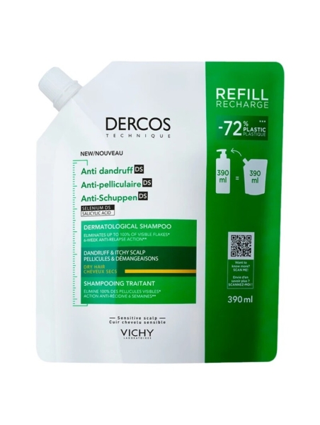 VICHY DERCOS CHAMPU ANTICASPA DS CABELLO NORMAL-GRASO REFILL 390 ML