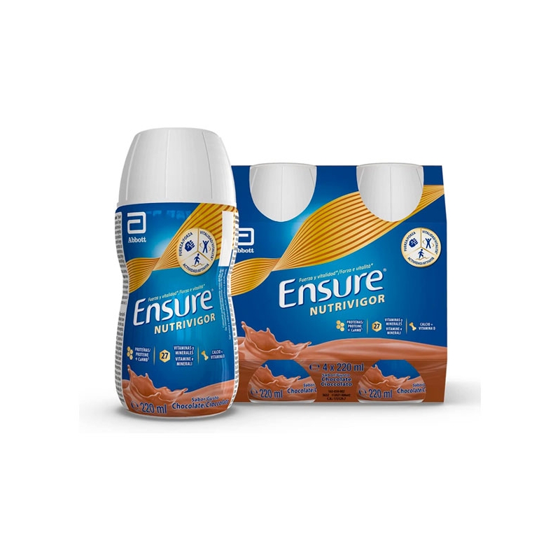ENSURE NUTRIVIGOR 4 BOTELLAS 220 ML SABOR CHOCOLATE